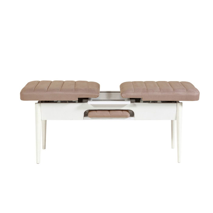 Hanah Home Banca Vina Blanco, Piedra, Terciopelo, Carpe. Elegante y funcional para tu hogar.
